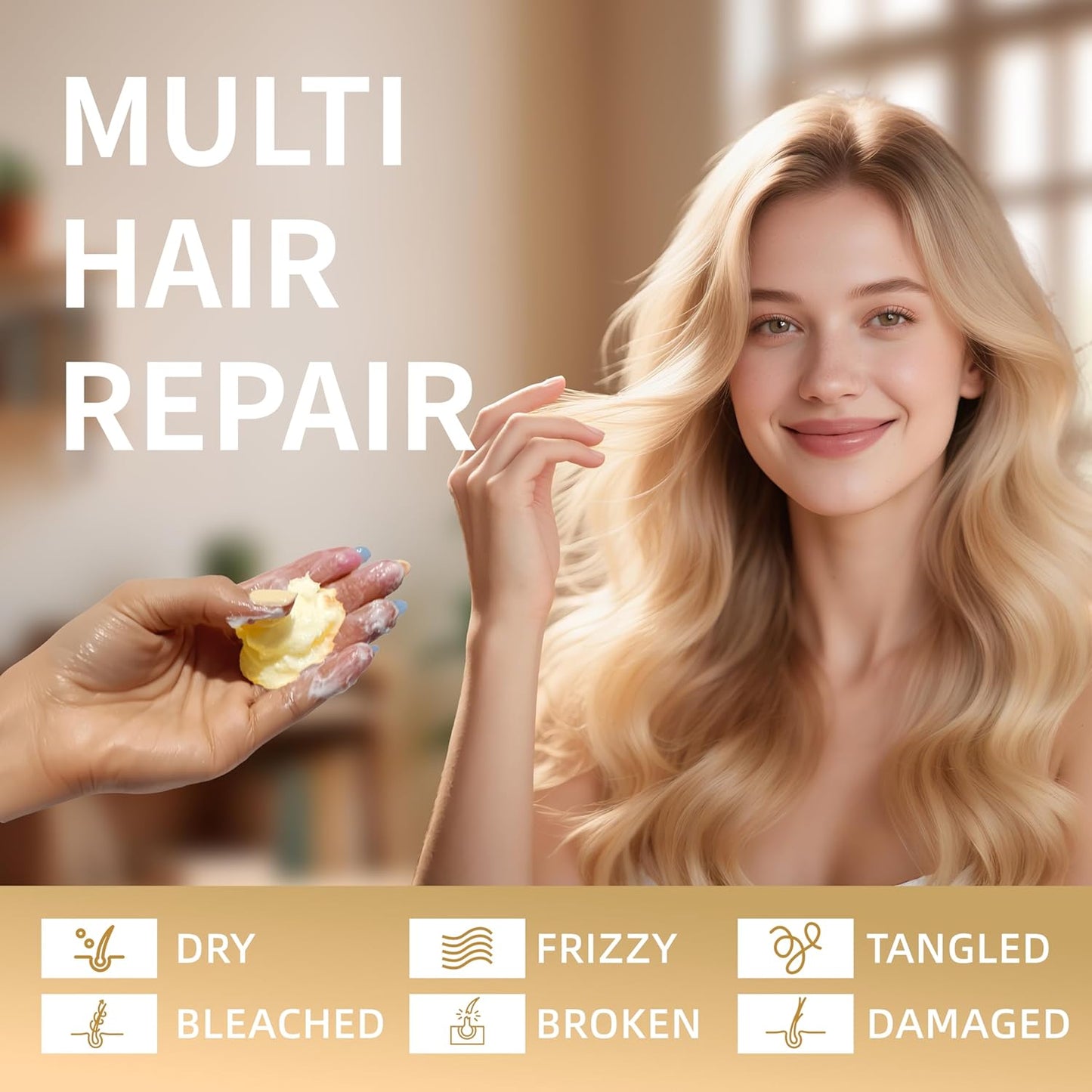 HKY Hair Treatment Collagen Hair Mask Deep Conditioner Hair Care For Repair Damaged Dry Growth Hydration With Maca, Vitamin B5, Purslane For Home Hair Salon (Large capacity)