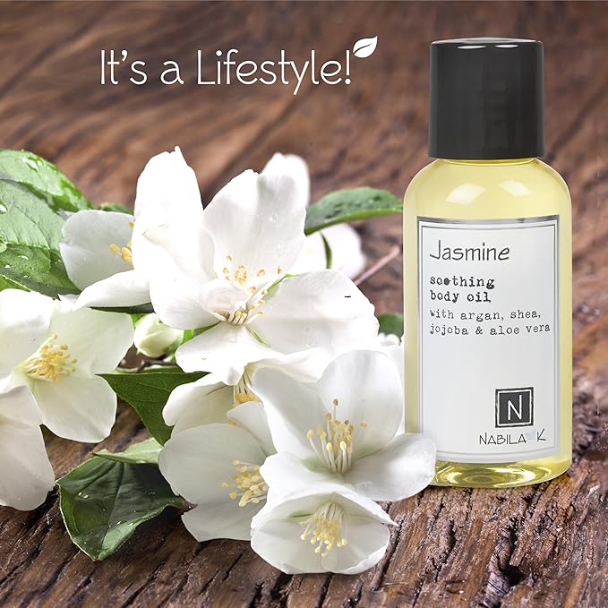 Jasmine Body Oil, Travel Size 2.4 oz Moisturize & Nourish with Argan & Coconut Oil - Vitamin C Enriched - Naturally Derived, Vegan-Friendly