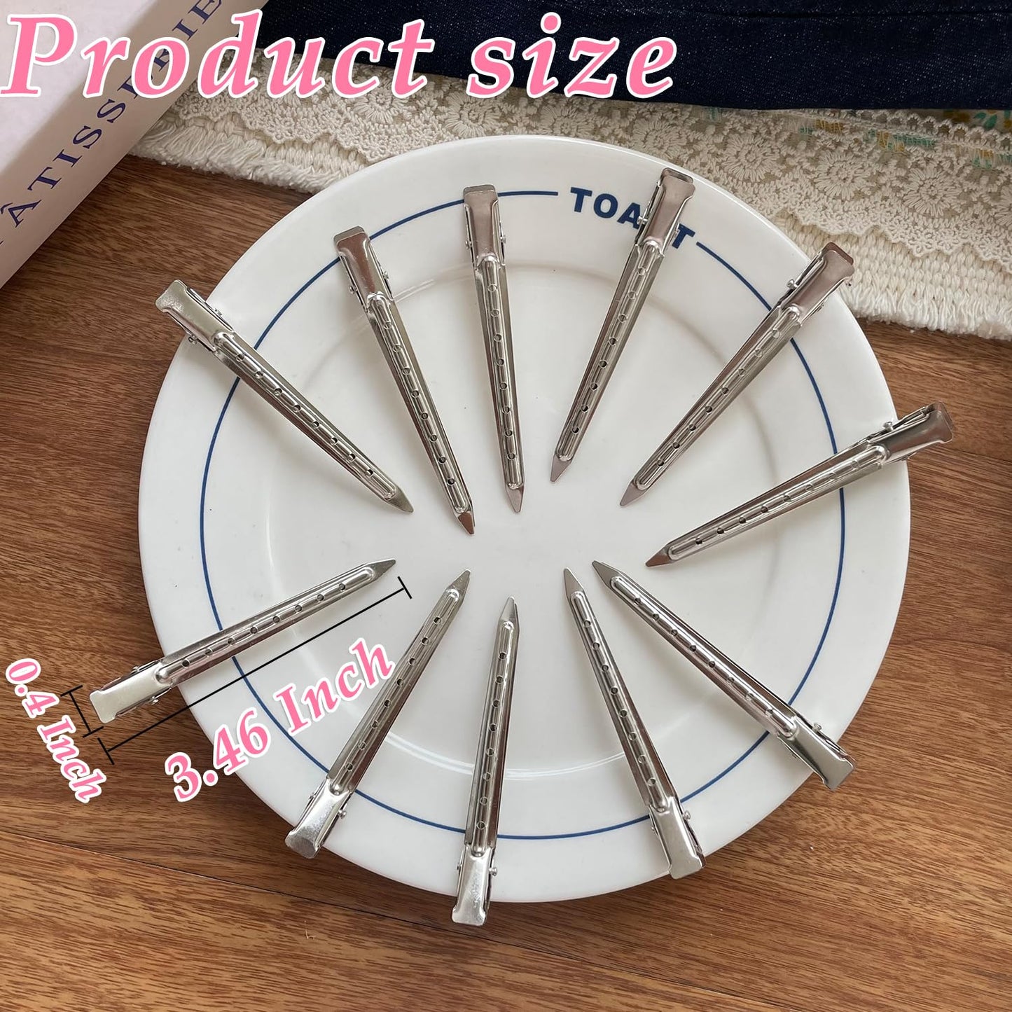 40 PCS 3.5 Inch Duck Billed Clips,Metal Alligator Curl Hair Clips with Holes for Styling, Coloring, Thick Hair Rollers, Salon Use,Alligator Clips for Women for Thick Hair & Thin Hair,Silver