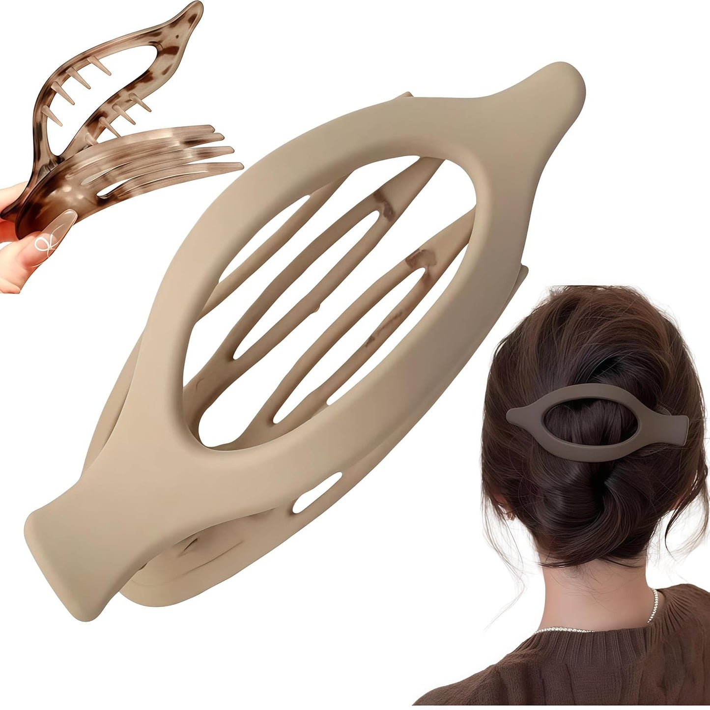 Flat Hair Clips for Women - 2026 New Flat Claw Clips for Women Duckbill Hair Clips for Thick or Thin Hair, No-Slip Grip Hair Styling Accessories for Daily Use Women & Girls (Khaki)