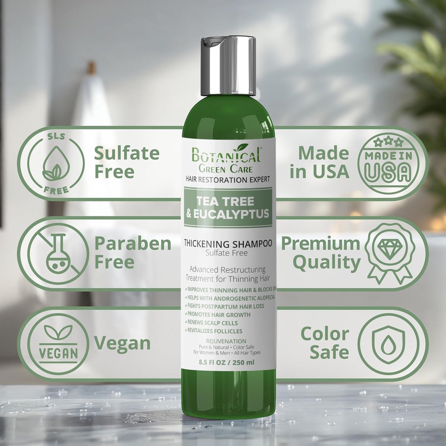 Tea Tree & Eucalyptus Shampoo for Hair Growth & Thinning Hair - Thickening, Sulfate-Free