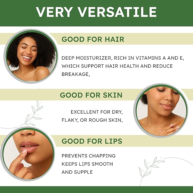 Asase Pure Naturals, Shea butter, 1 lbs, Raw, Unrefined, Grade A, Hand made, Ivory, Ghana Africa, Great for Hair, Skin, Nourish and moisturize, Body butter