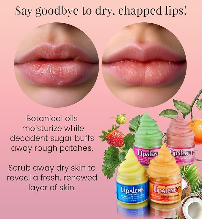 Lipalene HoneyLuxe - 100% Natural Lip & Cuticle Scrub - Hypoallergenic (Original) (2 oz, Original (Unscented))