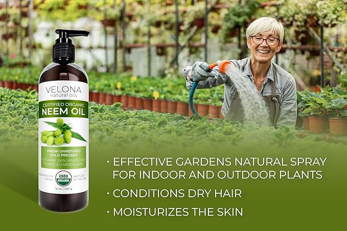 velona Neem Oil USDA Certified Organic - 64 Fl Oz | 100% Pure and Natural Carrier Oil | Virgin, Unrefined, Cold Pressed | Hair, Body and Skin Care | Use Today - Enjoy Results