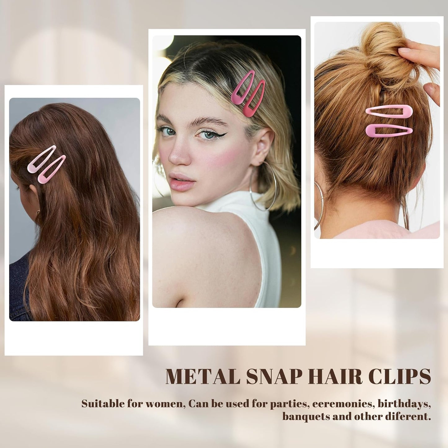 Small Hair Barrettes For Women No Slips Metal Snap Clips For Thin And Fine Hair,Matte Multiple Pink,20 PCS,1.97 x 0.5 Inch.