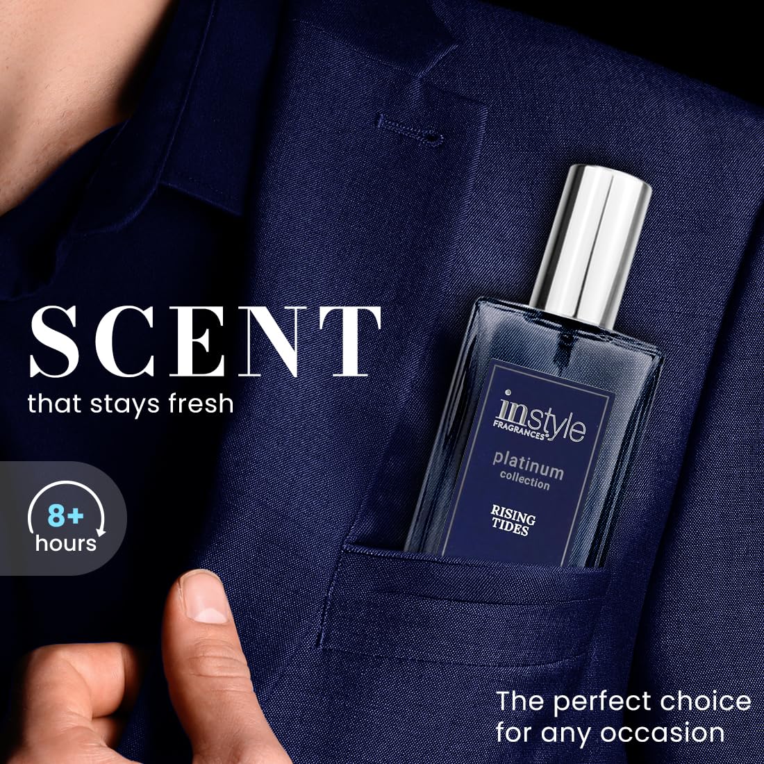Instyle Fragrances Platinum Collection Rising Tides, Premium Men’s Eau de Parfum, CLEAN, Vegan, Paraben-Free, Never Tested on Animals, 3.4 Fluid Ounces