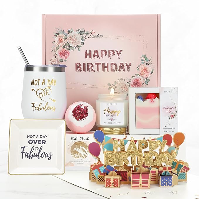 Birthday Gifts for Women - Happy Gift Boxes Ideas for Her, Mom, Mother, Sister, Friend, Coworker, Girlfriend, Daughter - Unique Spa Baskets Kit for Those Who Have Everything