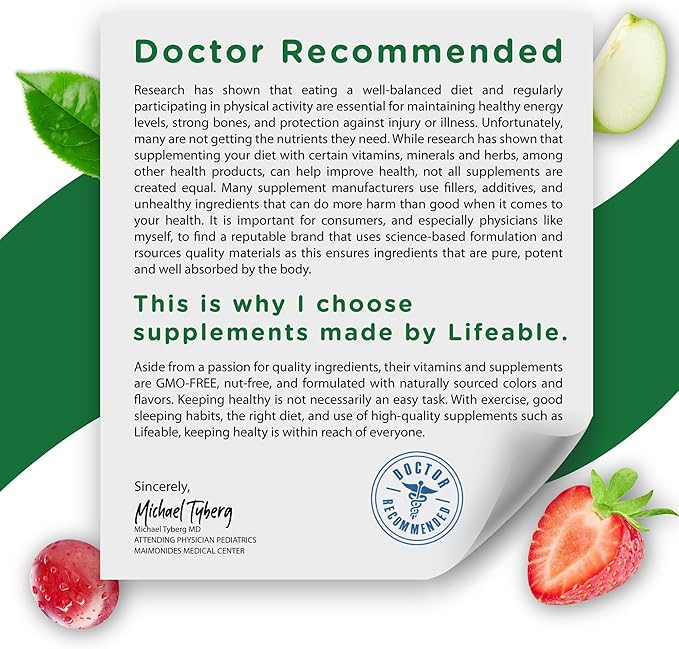 Lifeable Biotin Gummies | 10,000mcg | Great Tasting Hair Skin and Nails Gummies | GMO-Free Vegan Biotin Supplement | Hair Skin and Nails Vitamins for Women | 90 Gummies