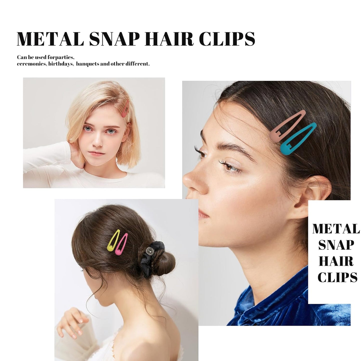 Small Hair Barrettes For Women No Slip Metal Snap Clips For Thin And Fine Hair,Matte Rainbow Colors,20 PCS,1.97 x 0.5 Inch.