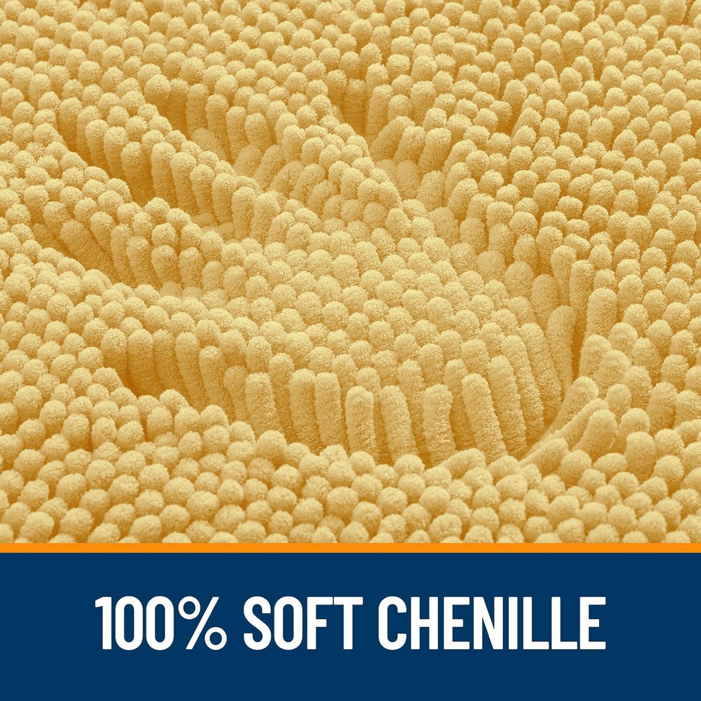 OLANLY Bathroom Rugs 30x20, Extra Soft Absorbent Chenille Bath Rugs, Rubber Backing Quick Dry, Machine Washable Bath Mats for Bathroom Floor, Tub and Shower, Home Decor Accessories, Yellow