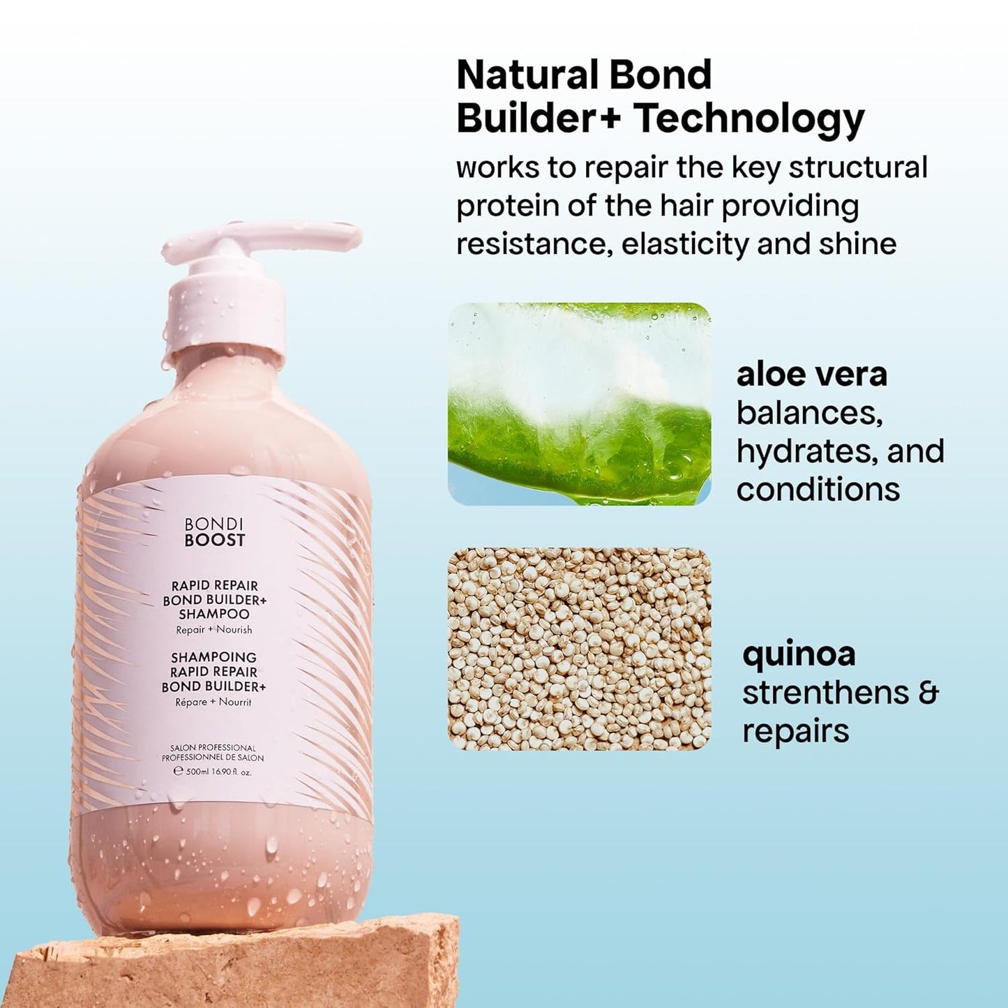 BONDIBOOST Rapid Repair Bond Builder + Shampoo for Damaged Hair [10.14 fl oz], Strengthening Formula for Restoring + Rebuilding Hair, Deep Conditioning + Nourishing Treatment for Healthier Results
