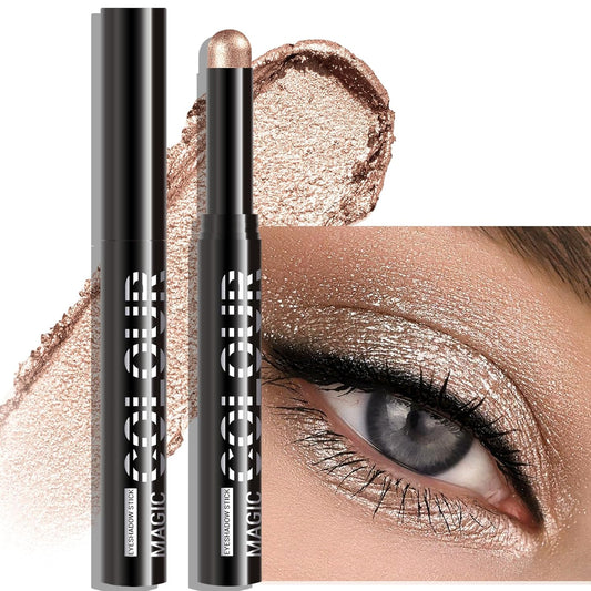 Glitter Eyeshadow Stick - Sand Shimmer Long Lasting Cream Eye Shadow Pencil Buildable Sparkling Face Highlighter Makeup, Lightweight Waterproof & Smudge Proof for Easy Application