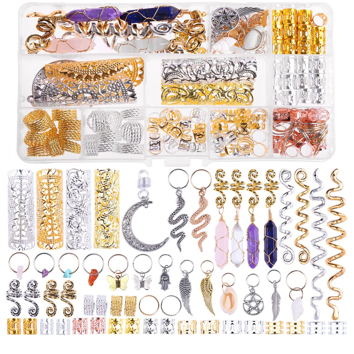 Leeven 150 PCS Dreadlock Jewelry Hair Crystals for Locs Beads Braid Accessories Hair Jewels for Braids Hair Beads for Braids for Women Hair Crystals for Locs