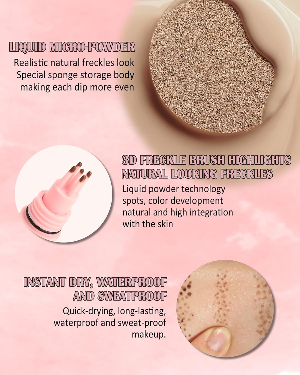 Freckle Stamp, Natural Vivid Faux Freckles Pen, Long Lasting Waterproof Quick Dry Magical Fake Freckle Stamp Pencil, Get Sun-kissed Stars Makeup in One Press, Makeup Gift for Women Girls - 03 Deep