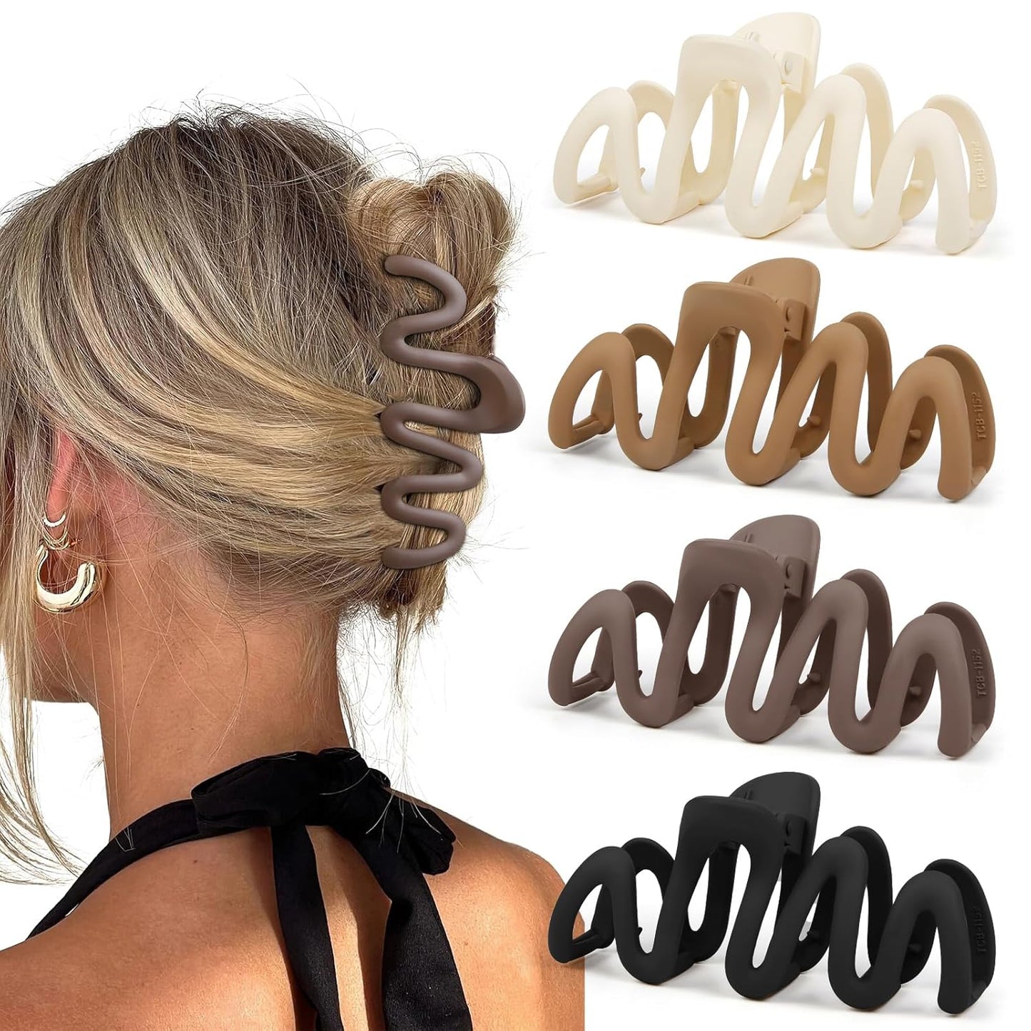 4Pcs Claw Clips for Women Wavy Hair Clips for Thick Hair Non Slip Hair Clip Claw for Women's Hair Cute Hair Accessories