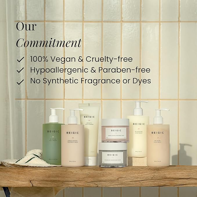 BEIGIC Volumizing Shampooing Scrub – Vegan Clarifying Scalp Exfoliator & Shampoo with Sacha Inchi Oil & Sea Salt for Buildup, Flakes for Itchy Scalps (8.81 Oz)