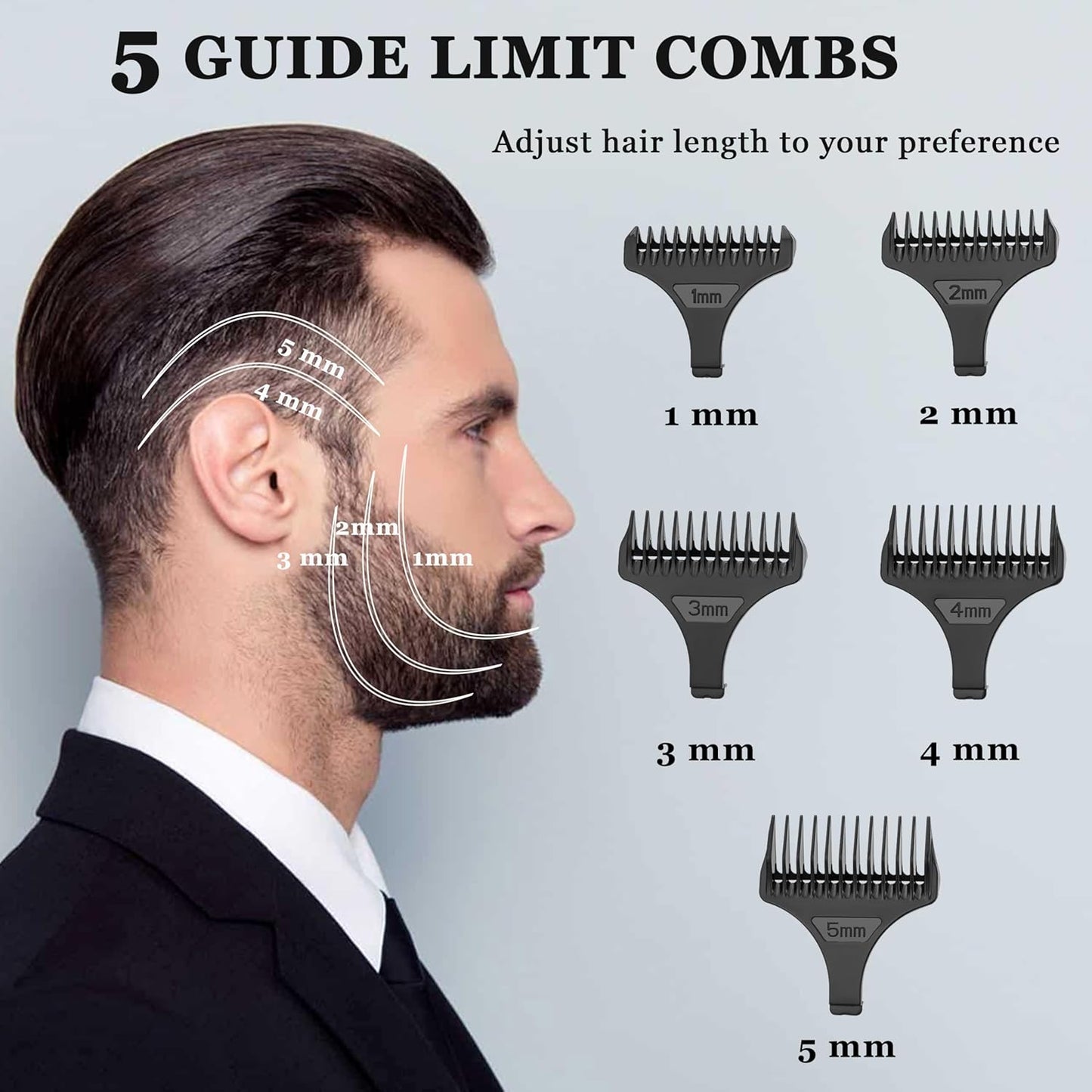 KEMEI 3023-702 Hair & Beard Trimmer for Men, 9000 RPM Zero Gapped Trimmers for Barbers with Full Metal Body, Professional Hair Clippers with LED Display, Ceramic and DLC Blades