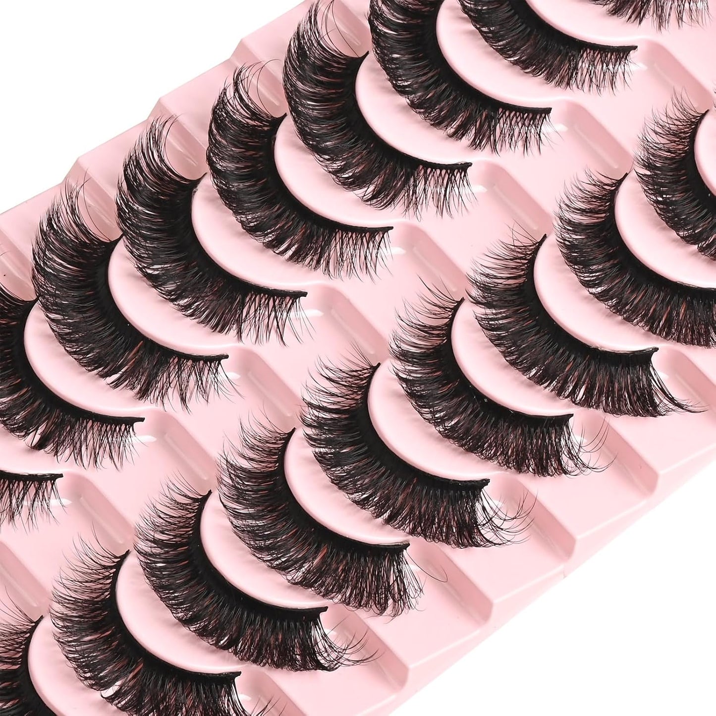 FARRED Cat Eye Lashes Mink Eyelashes Strips Natural Fluffy Strip Eyelash Extension Looking Wispy Full Volume Lash CC Curl Dramatic Short 8mm-15mm Pestañas Postizas for Women