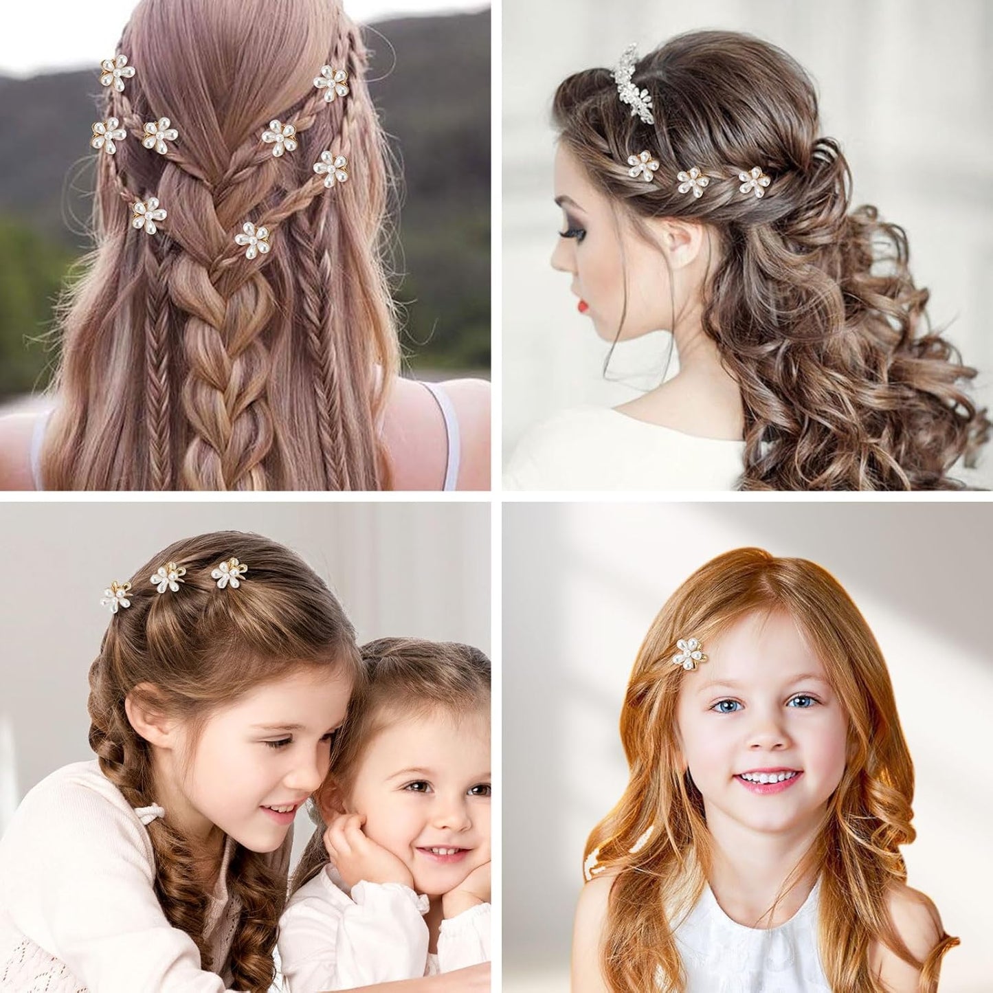 Small Flower Hair Clips for Women 16PCS Cute Mini Pearl Flower Claw Clips for Thin/Thick Curly Hair Non Slip Bangs Pins(16PCS-Style 8)