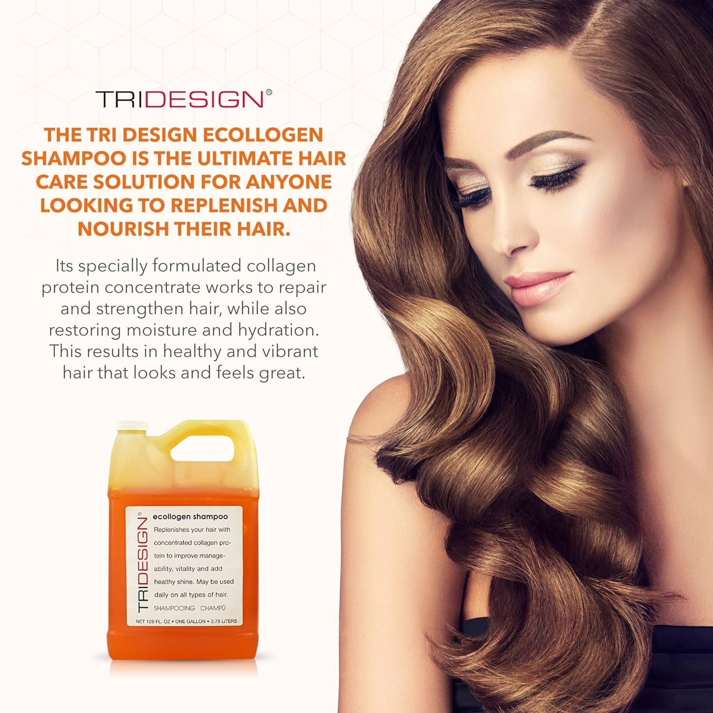TRI Design Ecollogen Shampoo - Replenishing Hair Shampoo for Men & Women, Hair Care Products with Collagen Protein Concentrate for All Hair Types, 128 FL OZ - 3.78 Liters - 1 Gallon