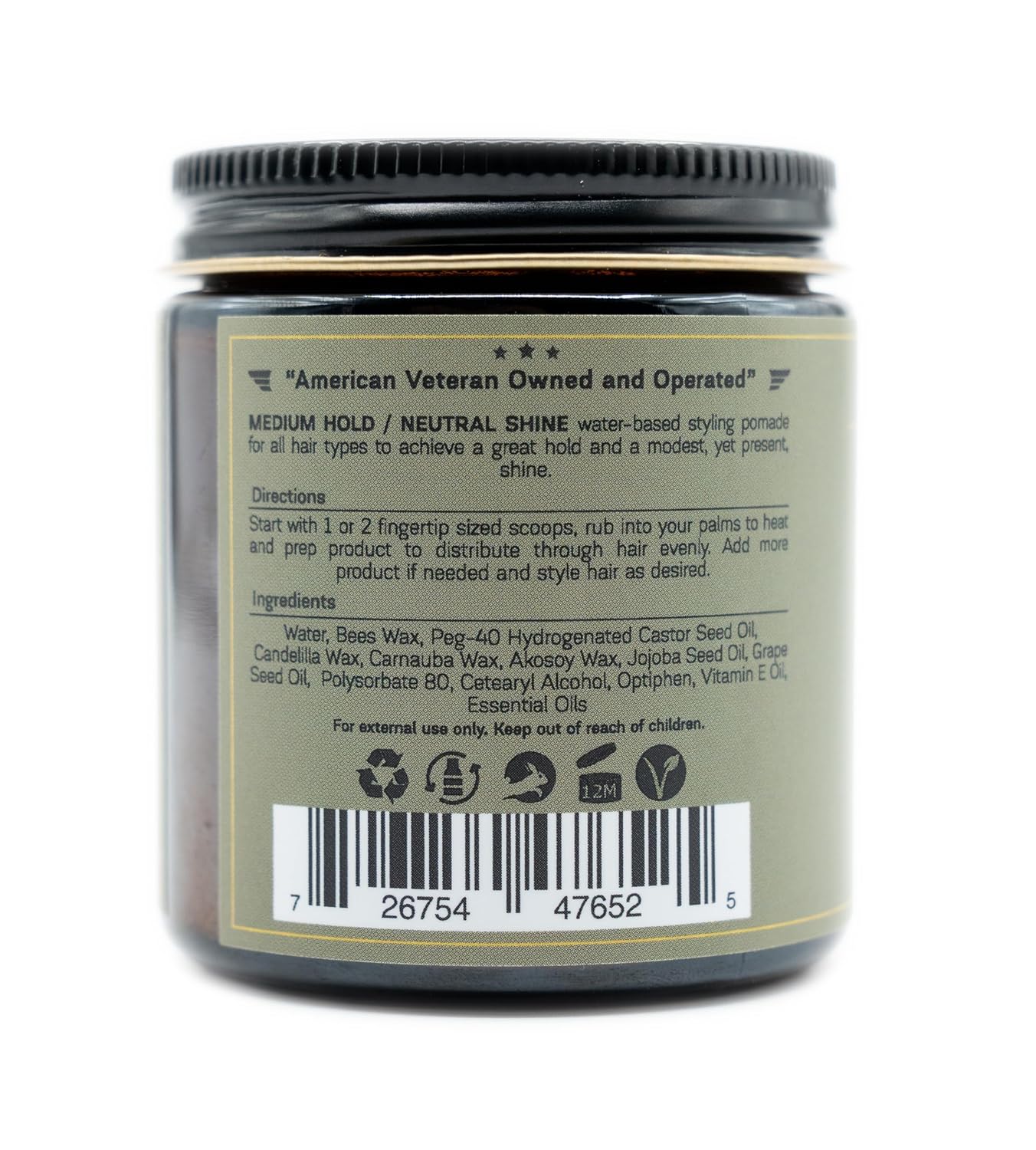 Corpsman's STYLING POMADE | Medium Hold | Neutral Shine | 4 ounce glass jar