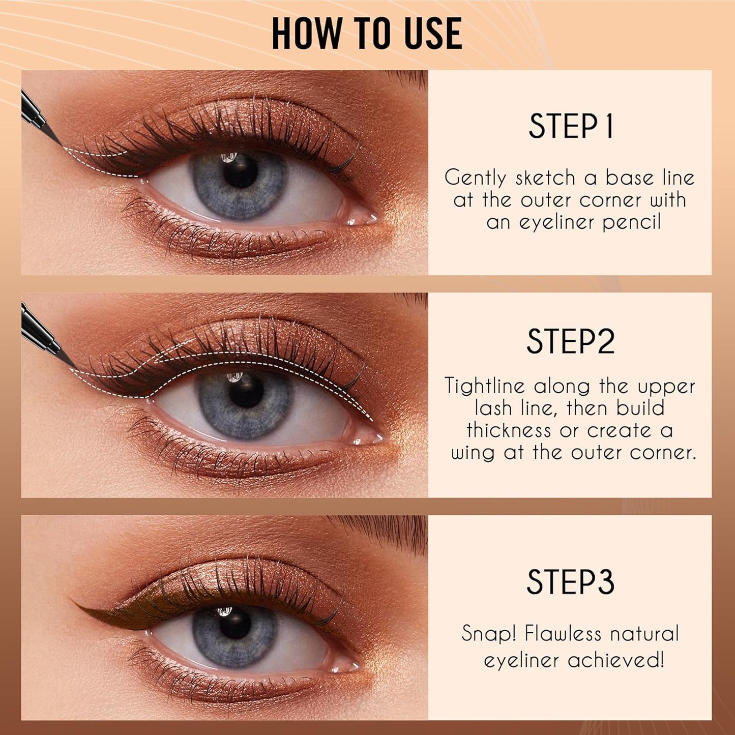 docolor Eyeliner, 2PCS Brown Liquid Eyeliner Waterproof Eye Liner Pen Super Slim Precise All Day Brown Eye Pencils Professional Makeup Liquid Eye Liner Pencil for Women