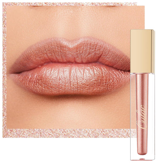 Oulac Bronzy Pink Lip Gloss Metallic Shine Lipstick for Women, Dual Use for Lips & Eyeshadow,Long Lasting Waterproof, High Impact Lip Color, 3D Metallic Finish, No Transfer, Vegan MD06