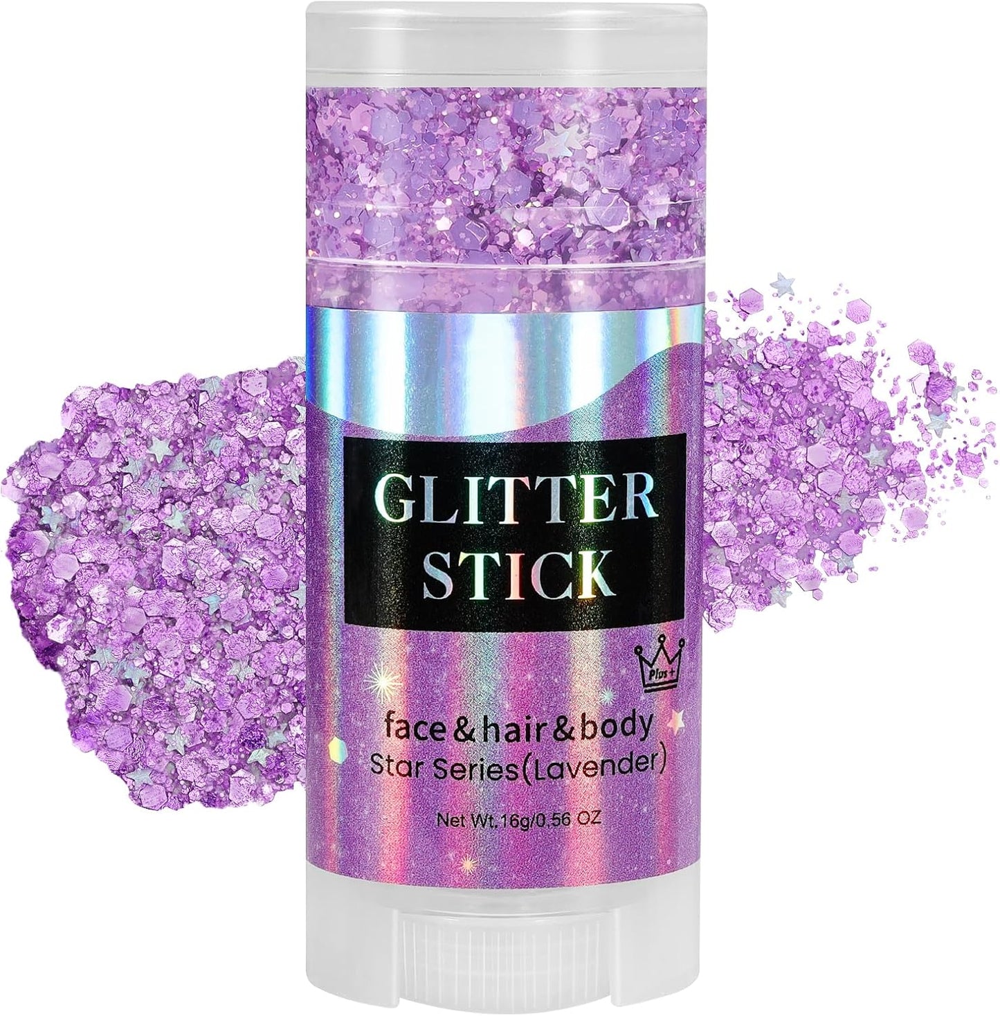 Mysense Lavender Body Glitter Stick, Light Purple Face Hair Glitter Gel for Kids, Festival Rave Outfit Accessories for Women, Sparkling Mermaid Sequins Chunky Glitter Makeup, 0.56oz
