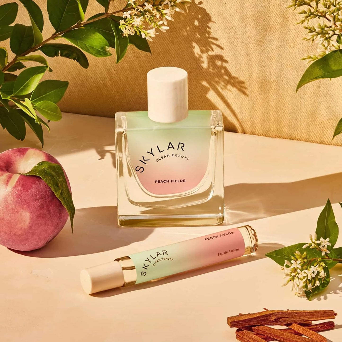 Skylar Peach Fields Eau de Parfum - Hypoallergenic & Clean Perfume for Women & Men, Vegan & Safe for Sensitive Skin - Sweet Perfume with Notes of Mandarin, Grapefruit, Peach - 10mL /0.33 Fl oz