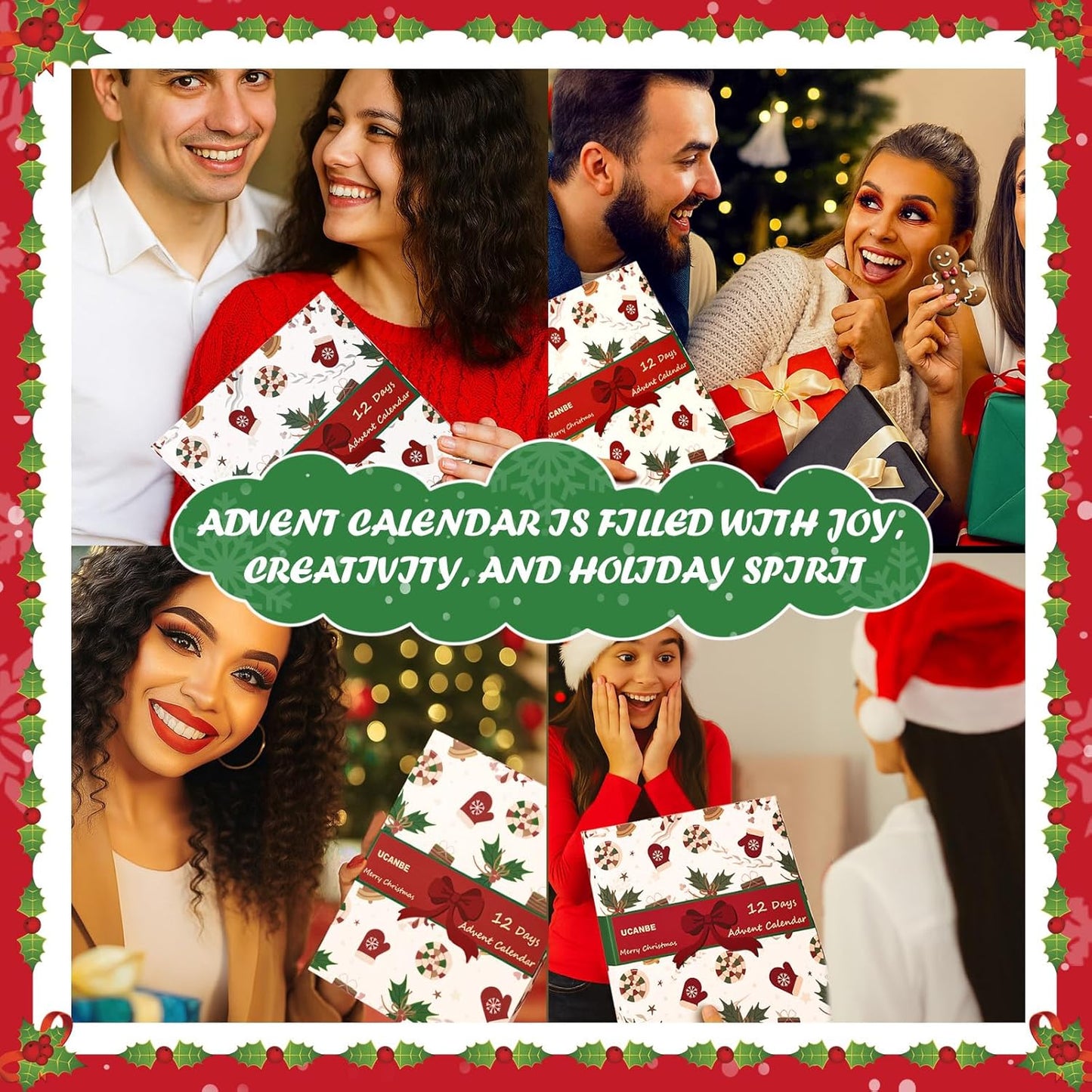 UCANBE Makeup Advent 2025, 12 Days Christmas Countdown Calendar Surprise Gift Kit, Festival Holiday Xmas Cosmetic Starter Makeup Set with 12 Beauty Boxes for Teens Girls Women