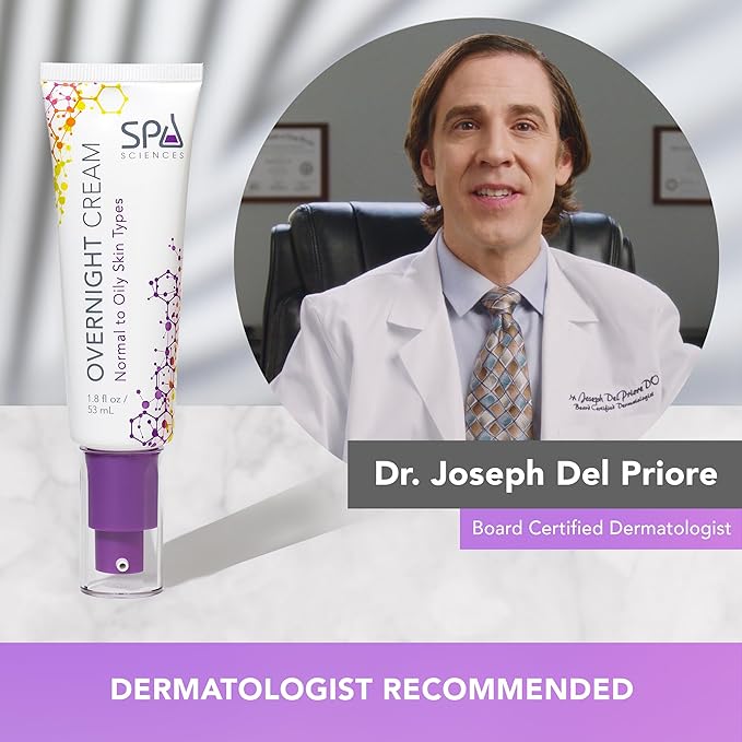 SPA SCIENCES - Overnight Cream For Normal to Oily Skin Types - Made in the USA- Hydrating Formula - With Niacinamide, Melatonin and Antioxidants - Revitalize, Calm, Nourish -Vegan-Non-acnegenic-1.8oz