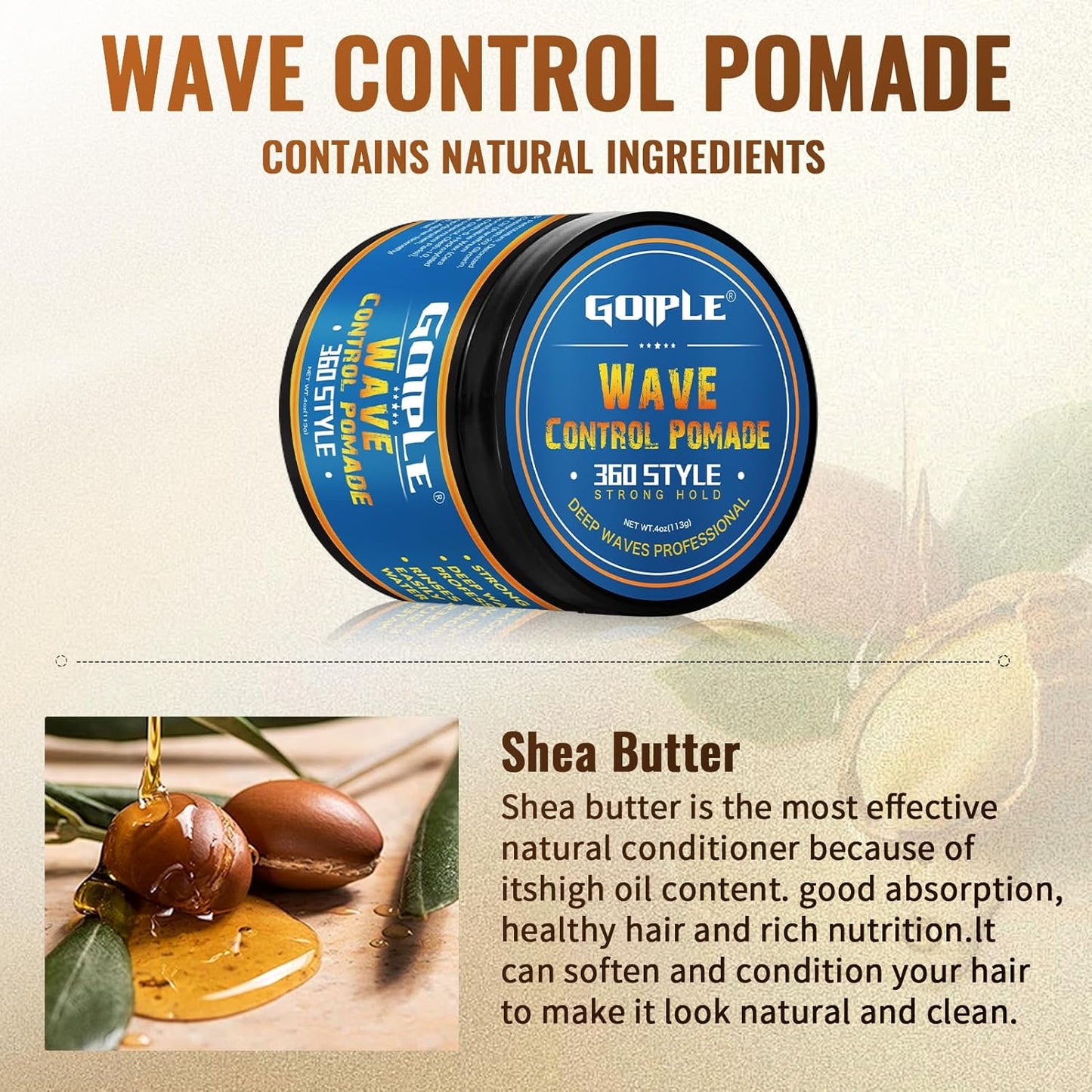 Wave Pomade 360 Greasy Pomade Wave Styler Brush Great for Wolfing, Boar Bristle Beard & Wave Brush for Barbers & Daily Use, Styling Set for Men 360 Easy Wash 360 Wave Training Hair Cream