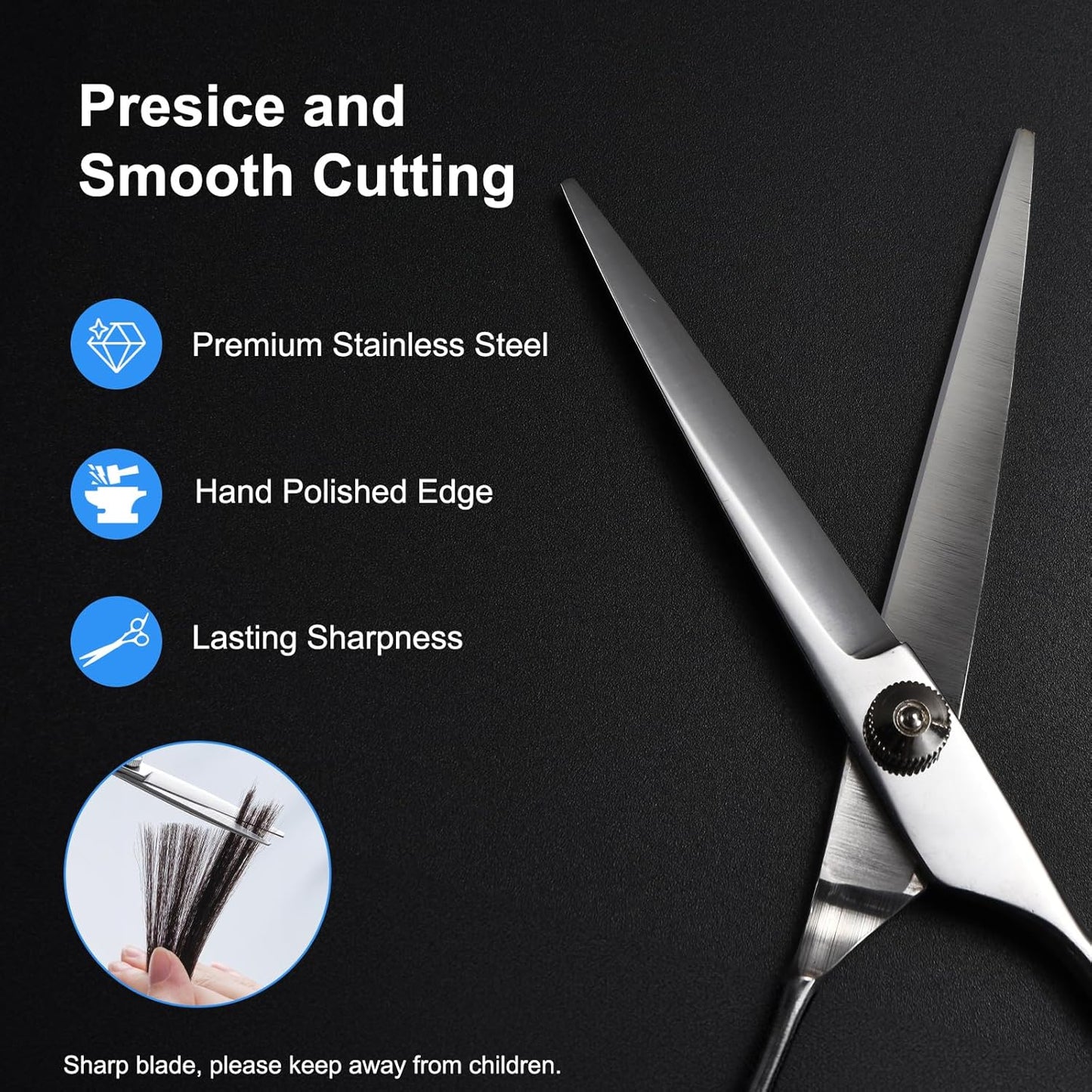 Hair Cutting Scissors, 6.5" Stainless Steel Barber Haircut Shears for Men/Woman, Professional Trimming Scissors Kit for Salon and Home Use, Sharp Edge for Precise Cutting
