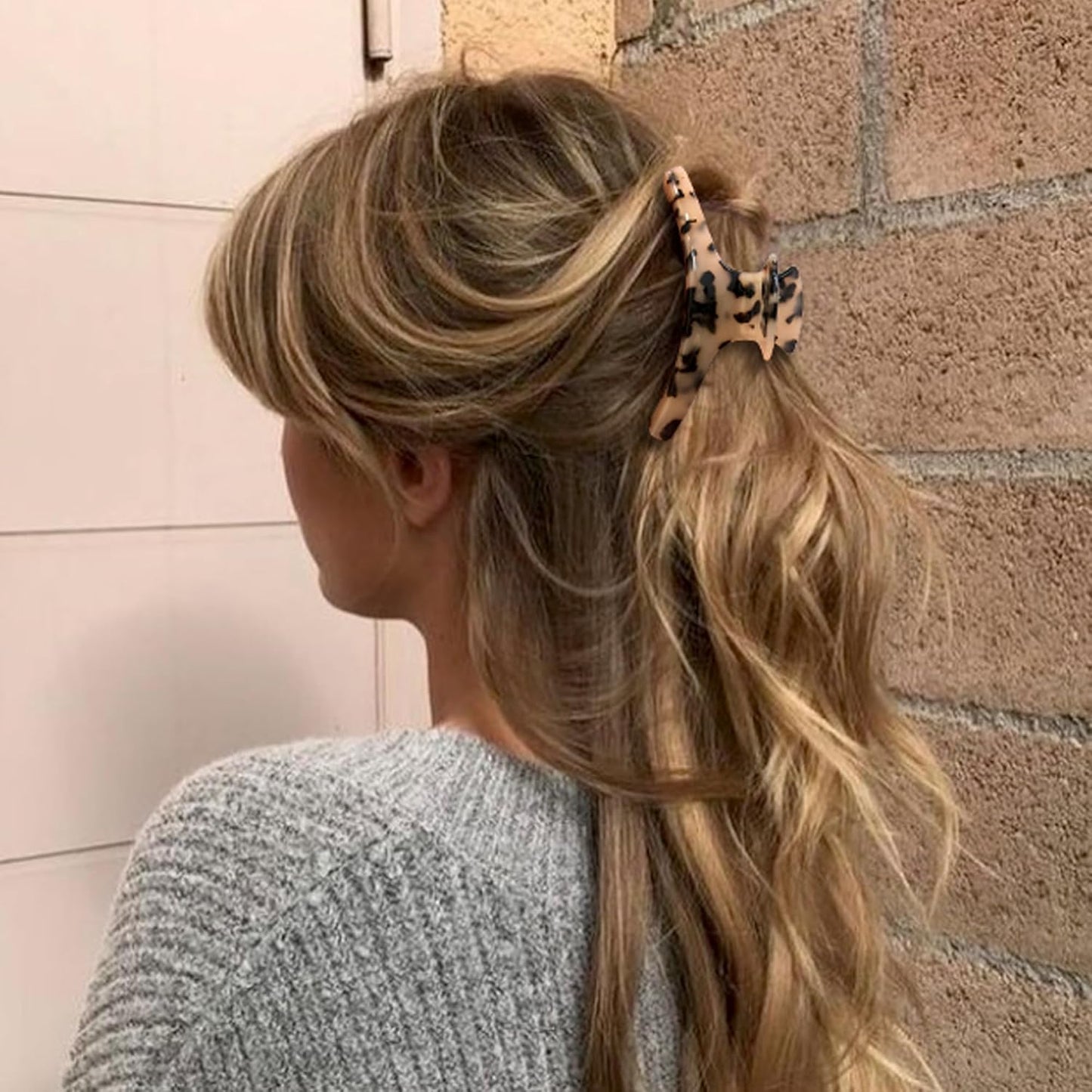 FAELBATY Big Hair Claw Clips Banana Claw Clip 4.5" Big Claw Clip for Thin Medium Volume Hair Tortoise Barrettes Celluloid French Butterfly Jaw Clips Hair Accessories for Women Girls (Leopard)