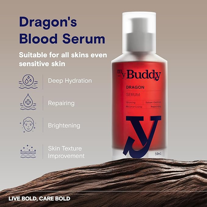 Dragon Blood Serum for Men 1.7oz 50ml | Skin Perfecting Moisturiser I All-in-One Natural Serum | Hydrating & Repairing | Niacinamide, Vitamin C&E | Vegan & Sensitive Skin Safe Korean Skincare