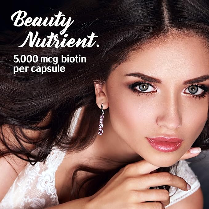 Bluebonnet Nutrition Biotin 5000 mcg, Hair & Nail Support*, Non-GMO, Vegan, Kosher Certified, Gluten-Free, Soy-Free, Dairy-Free, 120 Vegetable Capsules, 120 Servings
