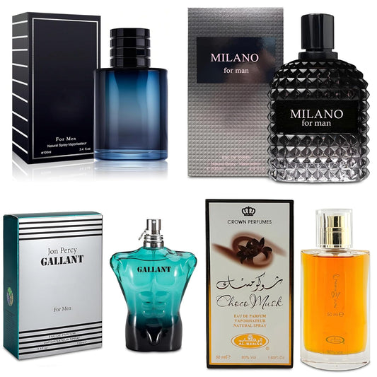 4-Piece Cologne for Men Includes Choco Musk/SE/Gallant/Milano Scent of Woody, Spicy, Citrus & Aromatic eau de parfum Men Gift Set Each 100Ml for Daily Use