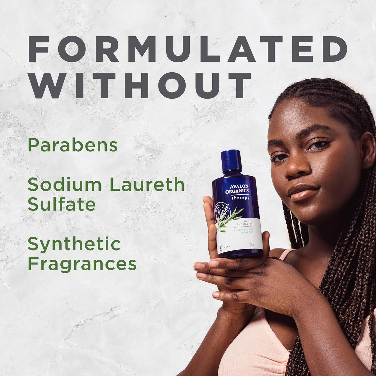 Avalon Organics Biotin Shampoo - Therapy B-Complex Thickening Shampoo for an Energized Scalp & Fuller, Thicker-Looking Hair, 14 Fl Oz