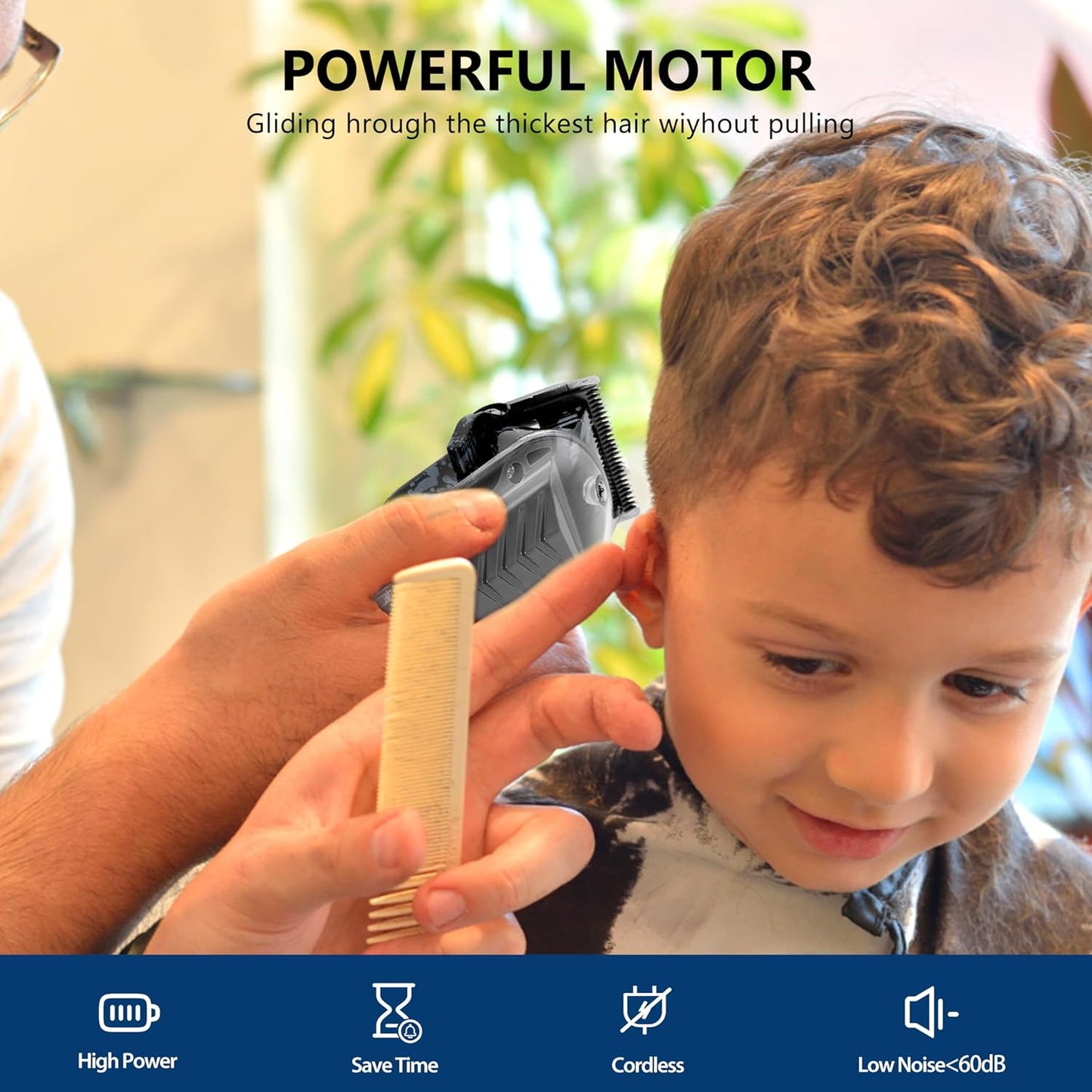 Professional Hair Clippers for Men, Cordless Barber kit for Hair Cutting & Grooming, Black Hair Clippers Set for Barber Haircut with LED Display 8 Fade Taper Combs