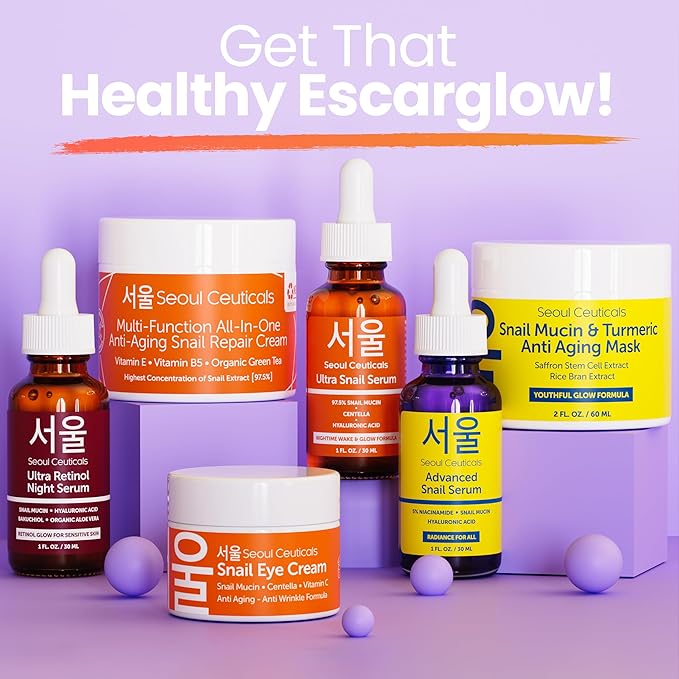 SeoulCeuticals Korean Snail Mucin Eye Cream - 97.5% Snail Filtrate K Beauty Anti Aging Under Eye Anti Wrinkle Eye Treatment Cream 0.5oz