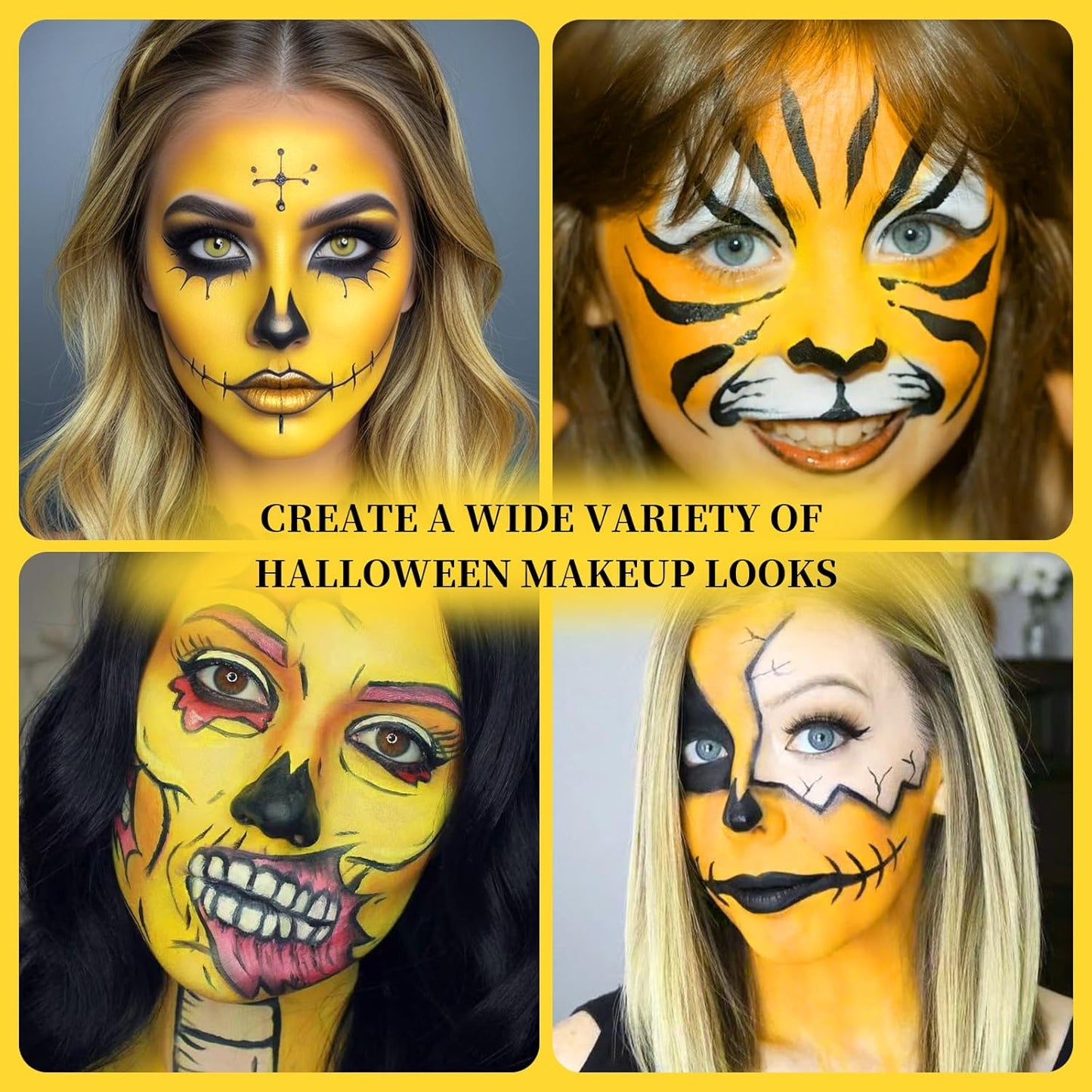 Yellow Face Body Painting Stick, Professional Full-coverage Cream Yellow Face Paint for Halloween SFX Makeup Clown Costume Party, Washable Bright Eye Cheek Art Stick for Adult Festival Carnival