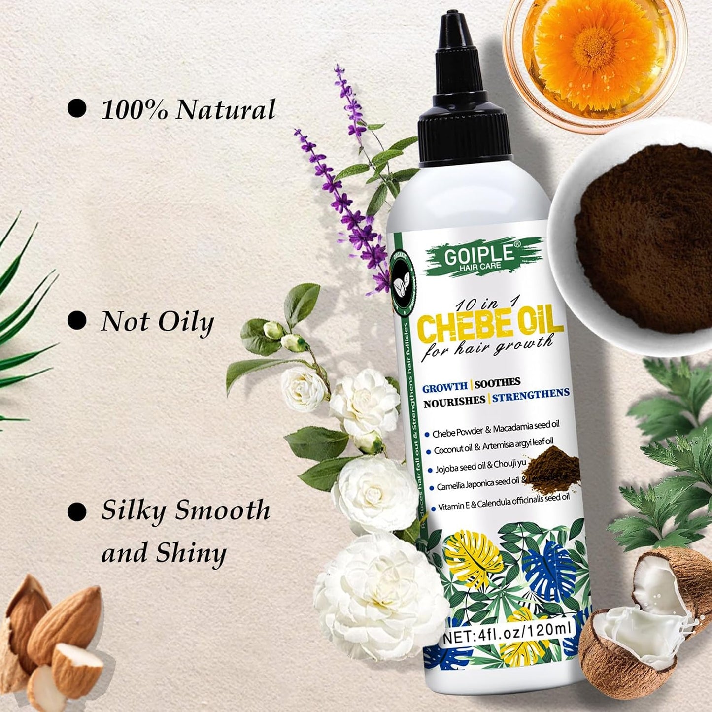 Natural 10 in 1 Chebe Oil Moisturizer for Scalp, African Chebe Powder for Hair Growth Stronger, Thicker, Longer for All Hair Types(2pcs)