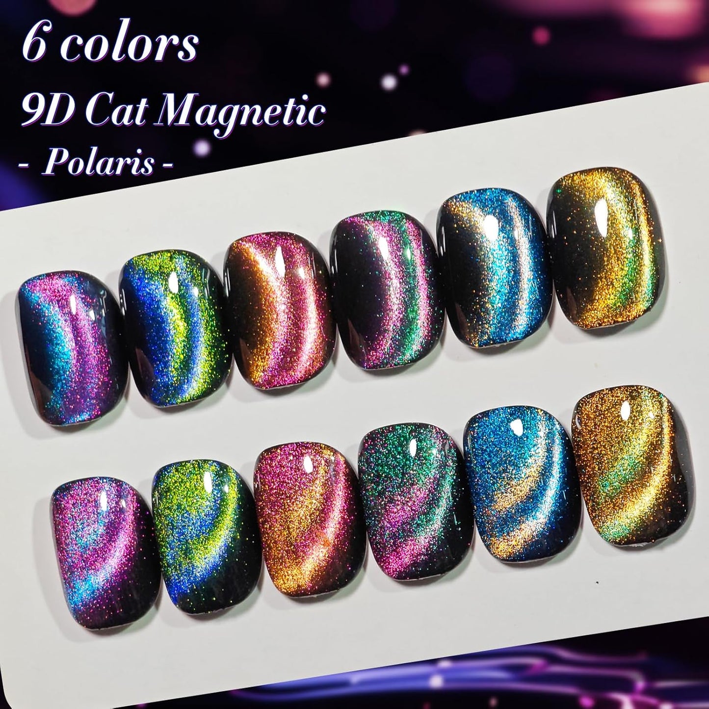 Born Pretty Cat Magnetic Gel Nail Polish 9D Polaris Holorgraphic Cat Magnetic Eye Gel Polish Glitter Gel Polish Set 6PCS