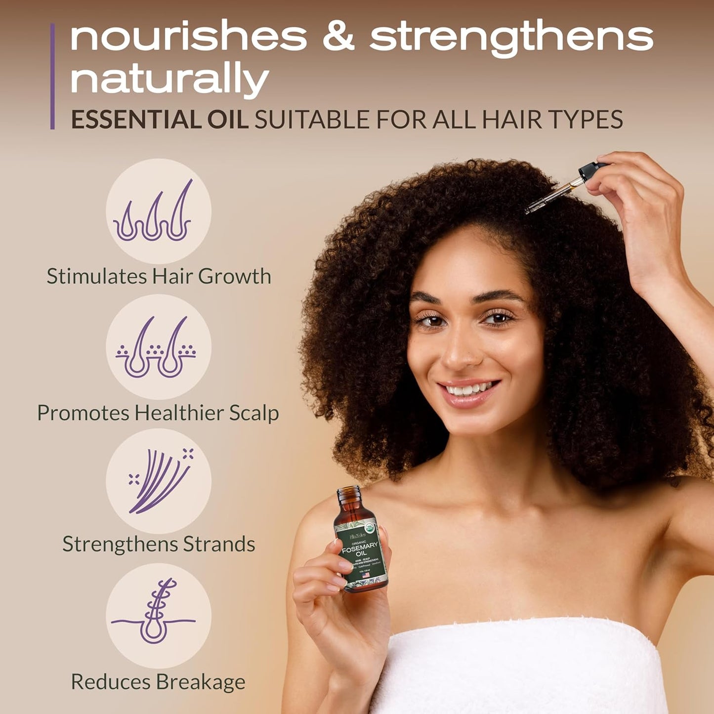 Ella & Eden Organic Rosemary Essential Oil - BIG 4 Oz bottle, 100% Pure, Steam-Distilled, Hexane-Free - for Hair Growth, Skin, Aromatherapy - Glass Bottle