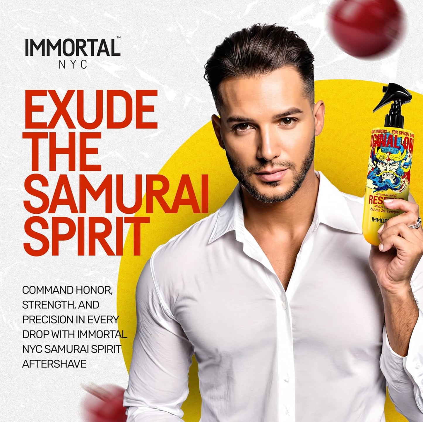 Immortal NYC Reserve Samurai Spirit, After Shave For Men Body/Face 17oz- Moisturizing & Refreshing- Spicy Floral Scent, Men's Cologne