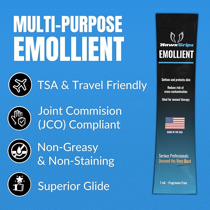 Massage Cream Emollient - Oil-Based Deep & Soft Tissue Application, Physical Body & Muscle Therapy, Safe Ingredients, Hands & Tools Use - Vanilla Scent, 36 Single-Use Packets (7ml)