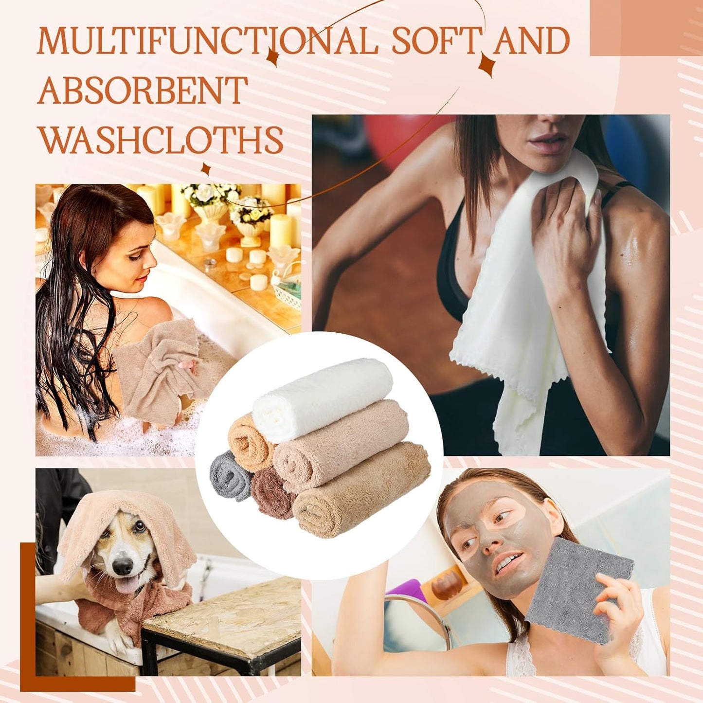 Syhood 12 Pieces Face Wash Cloth 12 x 12 in Makeup Remover Cloths Towel Coral Velvet Facial Microfiber Soft Fast Drying Facial Cleansing Towel for Face(Mix Dark Colors)