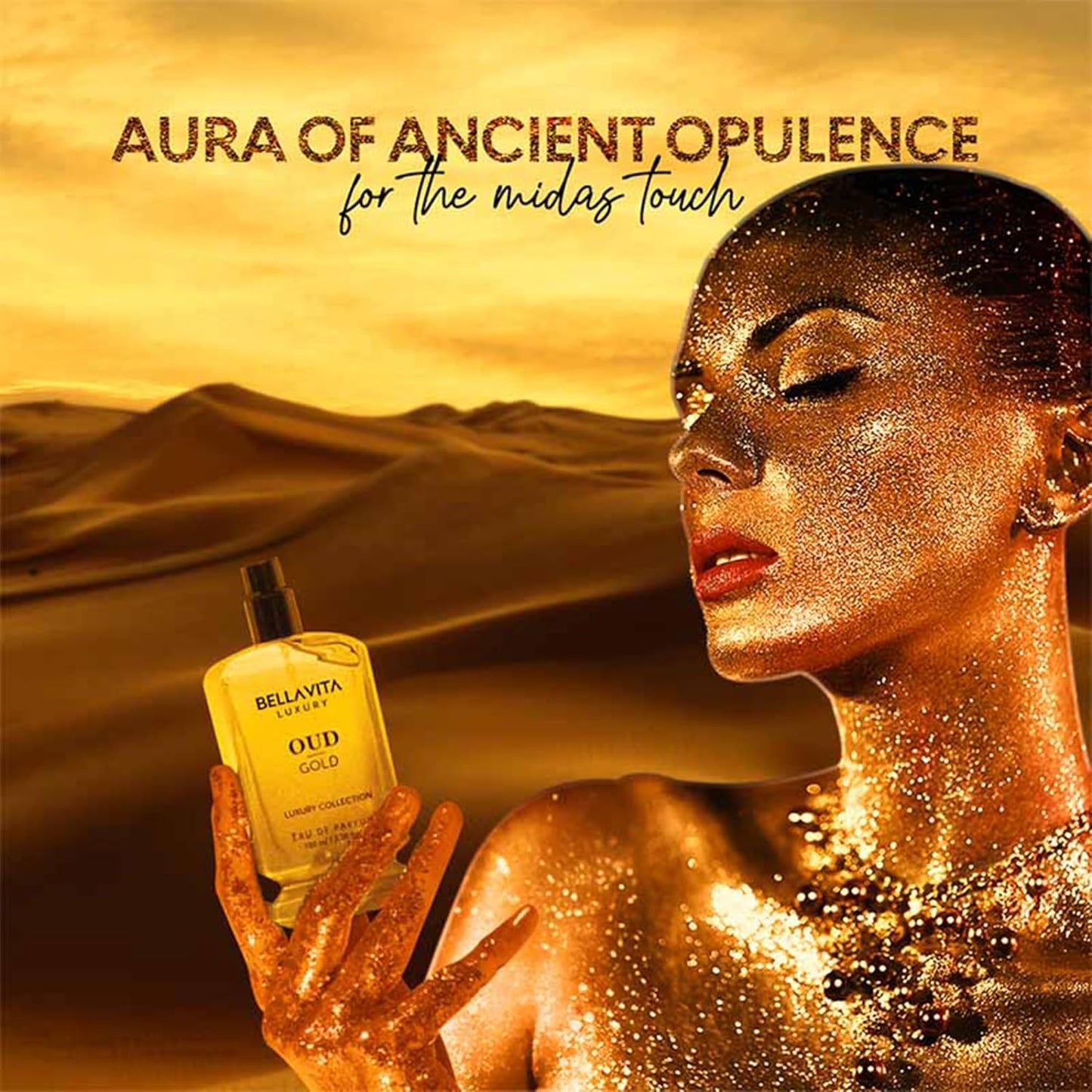 BellaVita Luxury OUD Gold Eau De Parfum (100ml) Unisex | Aromatic Arabian Perfume | Infused with Sweet Caramel, Orris, Rose, Jasmine | Arabic Gold OUD Perfume for Women & Men