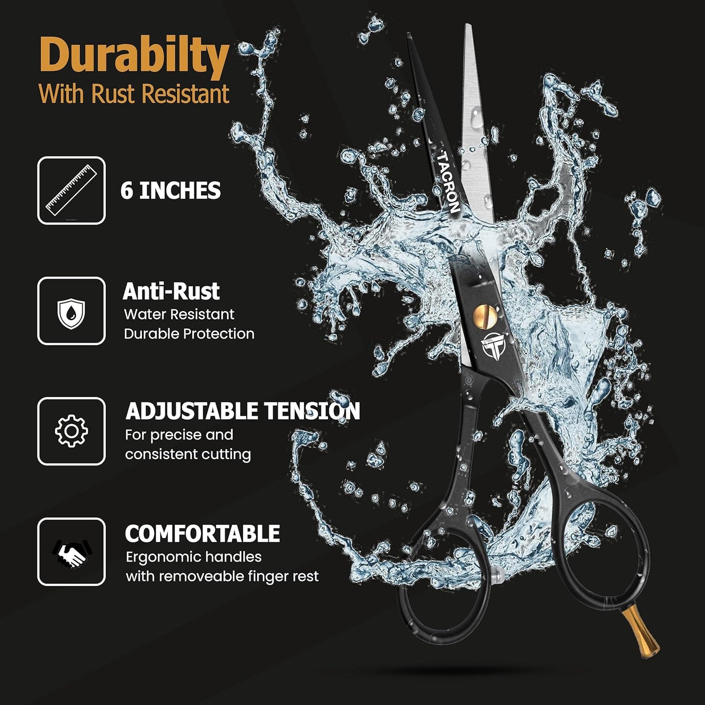 Professional Hair Scissors 6.5 Inch - Premium High Carbon Stainless Steel - Ergonomic Design Ultra Sharp Hair cutting Scissors Blades - Barber Salon Hair Shears for Haircut Scissors