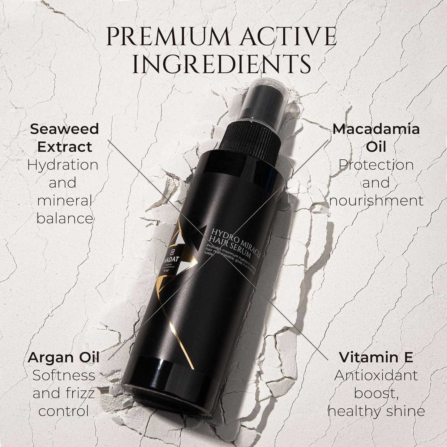 HADAT Hydro Miracle Hair Serum – Heat Protectant for Frizz Control, Shine & Detangling – Made in Israel – Sulfate & Paraben Free – For All Hair Types – 3.70 fl oz